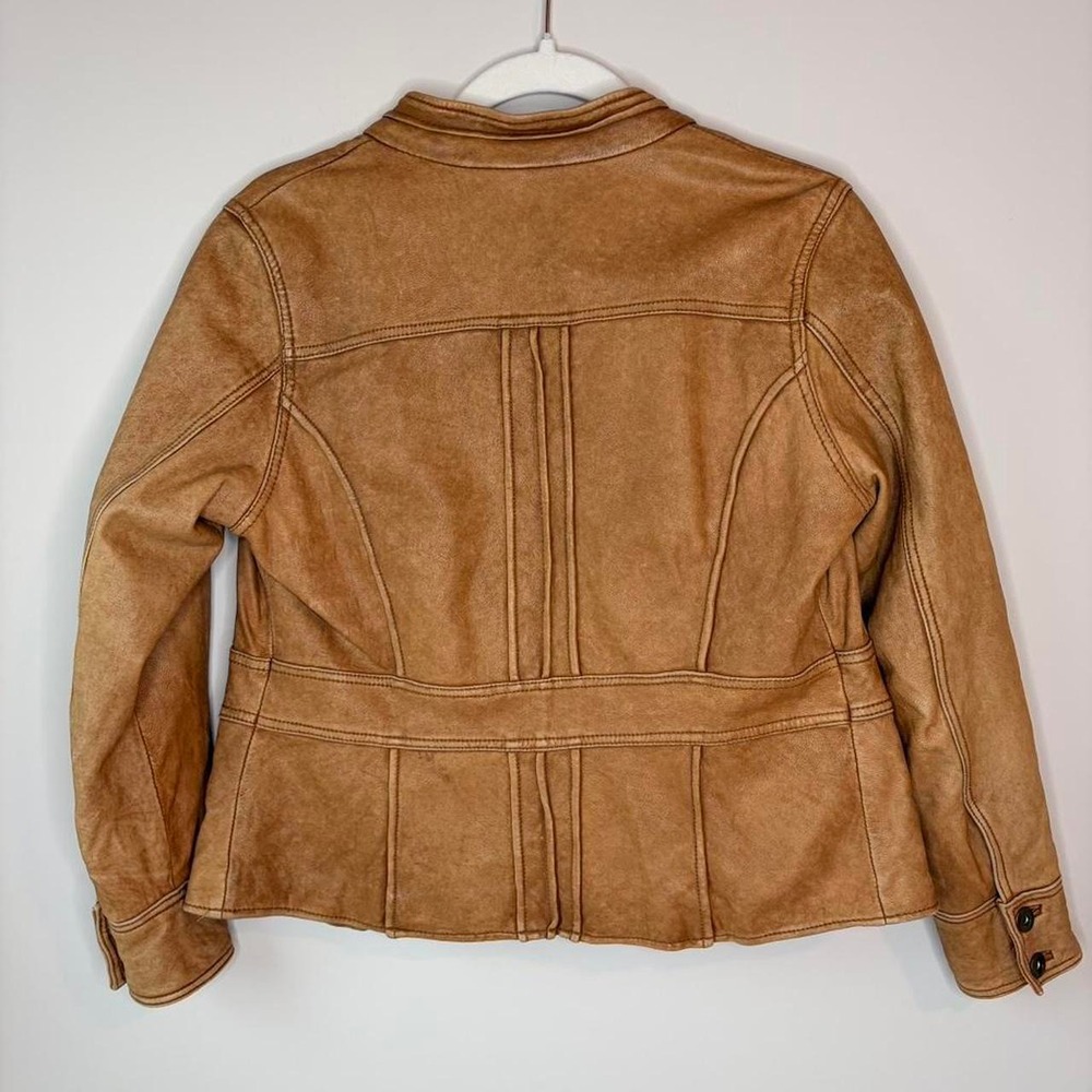Vintage Coldwater Creek Tan leather Flight Jacket - Picture 8 of 8